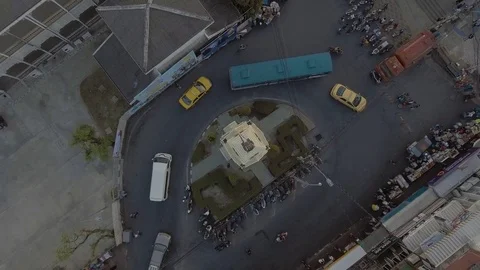 Clock tower landmark of Nonthaburi province Thailand aerial shot Video stock 74942655