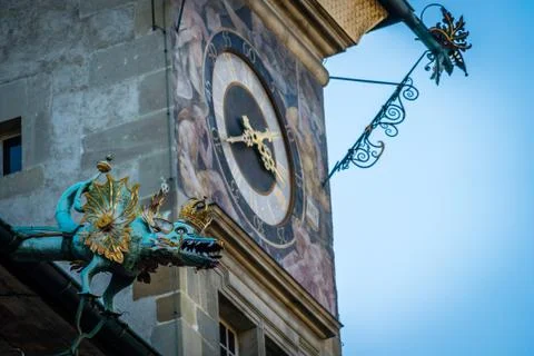Clock tower in Lausanne Stock Photos