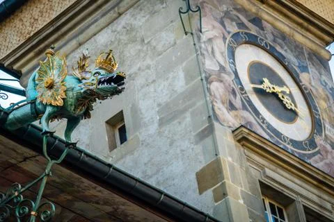Clock tower in Lausanne Foto stock