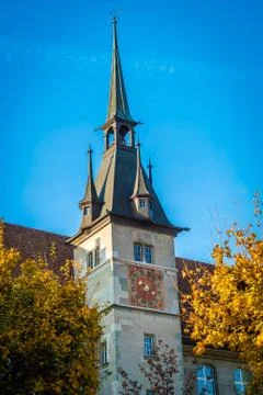 Clock tower in Lausanne Stock-Fotos