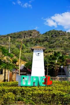 Clock Tower in Main Park in Guane, Colombia Stock Photos