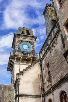 Clock tower of medieval Dunrobin Castle on the east coast of Scotland, UK. Stock Photos