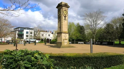 Clock Tower memorial in Jephson Gardens, Royal Leamington Spa Stock Footage 273983022