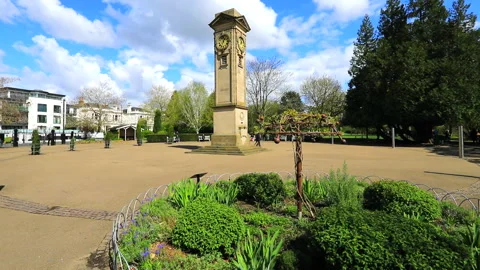 Clock Tower memorial in Jephson Gardens, Leamington Spa Stock Footage 273983682