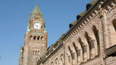 Clock tower of the Metz Ville train station in France Stock Footage 342397146