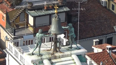 Clock Tower With Moors Figures That Ring The Bell Stock Footage 87829881