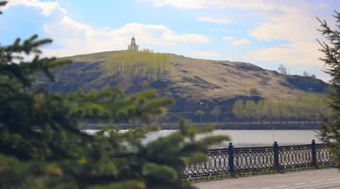 Clock tower at the mountain Stock Footage 63095793