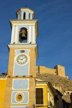 Clock tower in Mula, Murcia. Stock Photos