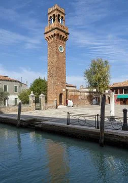 The clock tower of Murano Stock Photos