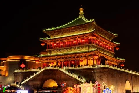 The clock tower at night Stock Photos