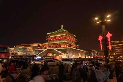 The clock tower at night Stock Photos