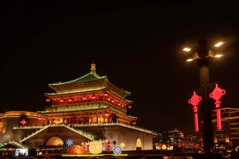 The clock tower at night Stock Photos