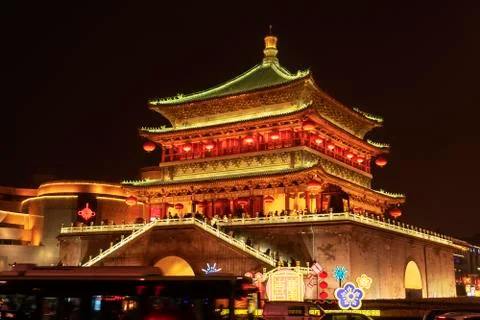 The clock tower at night Stock Photos