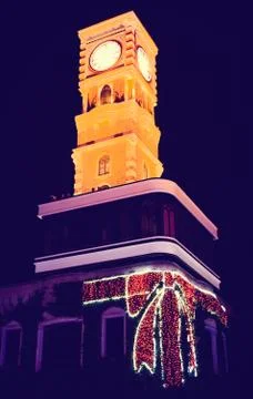 Clock tower in night time Foto stock