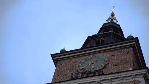 Clock on the tower of the old castle Stock-Footage 81339524