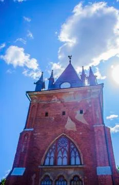 The clock tower of the old castle Stock Photos