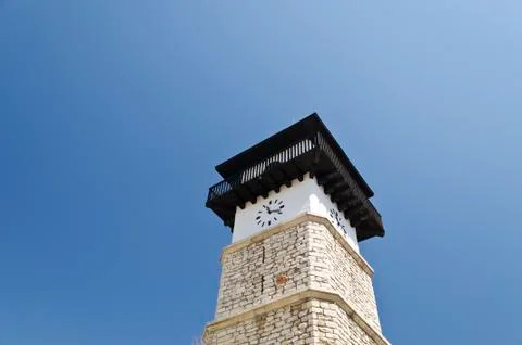 The clock tower in the "Old Dobrich" Stock Photos