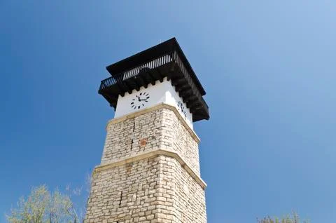 The clock tower in the "Old Dobrich" Stock Photos