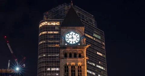 Clock Tower Old Gothic Architecture Toronto Stock Footage 85141608