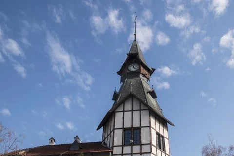 Clock tower of old house Stock Photos
