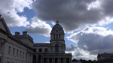 Clock tower in The Old Royal Naval College, zoom in shot, London, UK Stock Footage 112976543