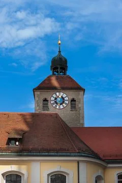 Clock tower of the old town hall in Regensburg. Bavaria, Germany Stock Photos