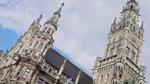 Clock Tower or Glockenspiel close-up, Munich, Germany. 03. 10. 2025. Detail of Stock Footage 318557358