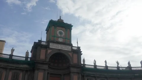 Clock Tower at Piazza Dante - Architecture Exterior. Stock Footage 328352542