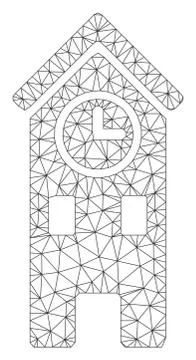 Clock Tower Polygonal Frame Vector Mesh Illustration Ilustración de archivo