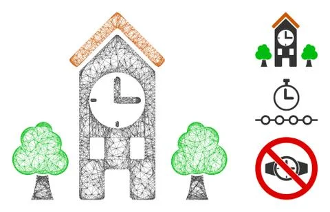Clock Tower Polygonal Web Vector Mesh Illustration Ilustración de archivo