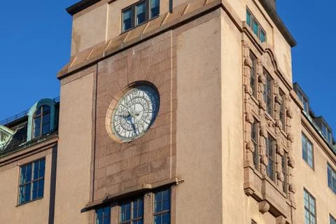 Clock tower of post office in Oslo, Norway Stock Photos