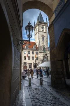 The clock tower of Prague Stock Photos