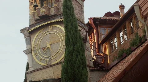 Clock tower at puppets square - Tbilisi, Georgia Video stock 66063236