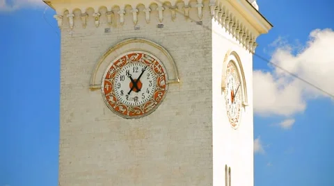 Clock Tower At Railway Station, Simferopol Stock Footage 52451852