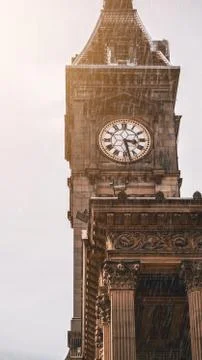 Clock Tower in the rain 库存照片