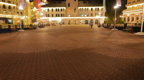 Clock Tower Rosa Khutor. Night. Sochi, Russia. 4K Stock Footage 53746712
