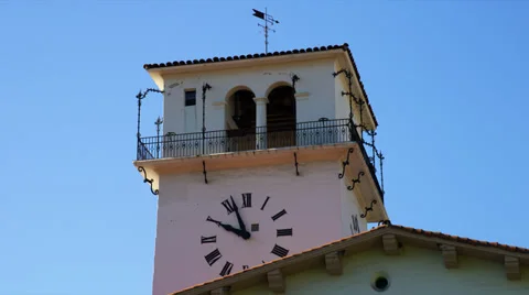 Clock Tower in Santa Barbara, CA, Zoom Out Stock Footage 35214779