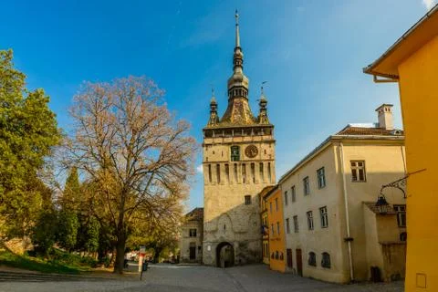 Clock tower in sighisoara Stock Photos