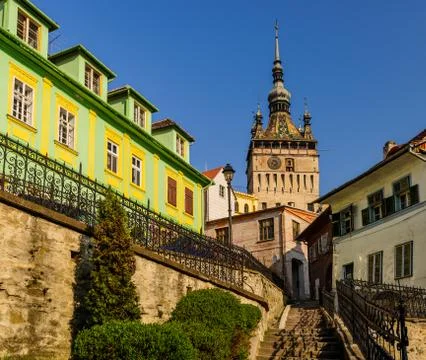 Clock tower in Sighisoara Stock Photos