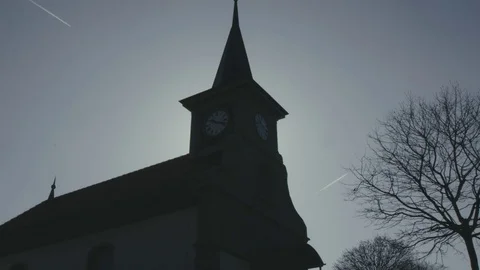 Clock tower on the sky background Stock Footage 78138401