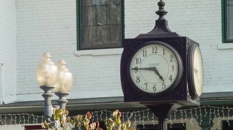 Clock tower in small town village, establishing shot Stock Footage 59803845