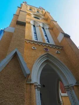 The clock tower of St. John's Cathedral in Hong Kong. Foto stock