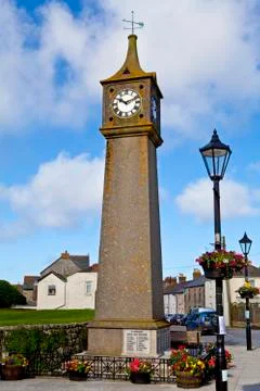 Clock Tower in St. Just, Cornwall. Stock Photos
