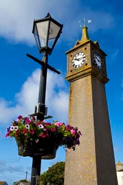 Clock Tower in St. Just, Cornwall. Stock Photos