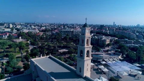 The Clock Tower St. Peter's Church old Jaffa Stock Footage 80992259