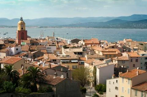 Clock tower in st tropez Stock Photos