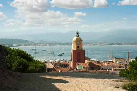Clock tower in st tropez Stock Photos