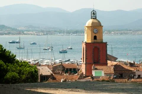 Clock tower in st tropez Stock Photos