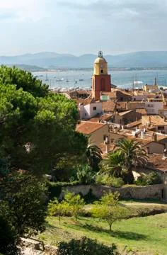 Clock tower in st tropez Stock Photos