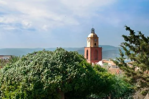 Clock tower in st tropez Stock Photos